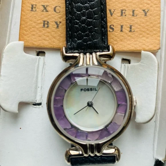 1992 FOSSIL PURPLE STONE WATCH DR-2032 1992 FOSSIL PURPLE STONE WATCH DR-2032 main image 3